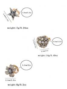Luxurious And Exquisite Multi-Style Alloy Flower Five-Pointed Star Open-Ended Women's Ring, Suitable For Various Daily Wear Accessories - Multicolor - View 8