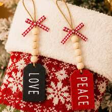 Custom Christmas Stocking Name Tag, Personalized Wooden Clothing Label, Festive Red Black Holiday Style, Customized Stocking & Christmas Tree Decor, Customizable Name Hanging Ornament, Gift Wrap Accent, Christmas Gift 2026, Name Tags For Stockings - Multicolor - View 6