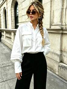 Women's Casual Elegant Commute Blouse - New Spring/Autumn Style Office White - White - View 4