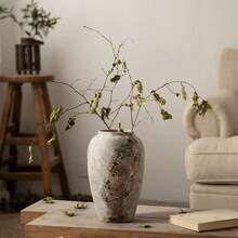 Jingdezhen New Chinese Wabi-Sabi Style Ceramic Vase Decor, Mottled Rustic Coarse Pottery Jar, Entryway TV Cabinet Decoration - Porcelain Vase - View 3