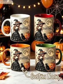 Personalized Halloween Ghost Mug, Customized Name Cute Ghost Coffee Cup, Pumpkin Spice Autumn Mug, Spooky Gift For Her - Multicolor - View 7