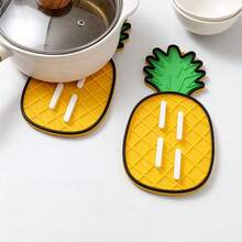 1pc Eggplant And Pineapple Kitchen Pot Lid Mat, Utensil Storage Mat, Draining Mat, Table Countertop Heat Insulation Mat, Cutting Board Placement Mat - Multicolor - View 8