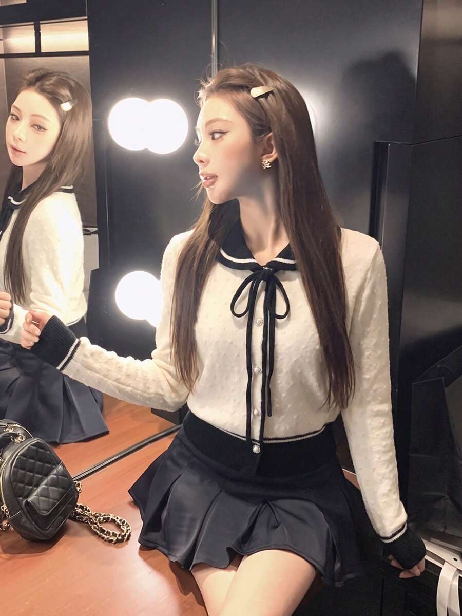 Sexy Knit Sweater, Women's Spring/Summer New Slim Fit Flattering Long Sleeve Top - Apricot - View 1