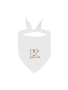 1pc Personalized White Pet Scarf Featuring Letter Designs-A Great Gift And Pet Accessory. Choose A Backpack Customized With Your Furry Friend's Initial; It Is Perfect For Hiking, Camping, Traveling, And Park Walks With Small To Medium-Sized Pets. - White - View 19