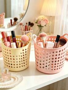 1/4/8pcs Mini Desktop Storage Baskets,Plastic Organizers,Scrap Boxes ,Office Stationery Storage Boxes, Hollow Pen Holders,Desktop Organizers,For Home Use; Suitable For Desktops, Study Desks, Offices, And Organizing, Shelf Baskets - Multicolor - View 2