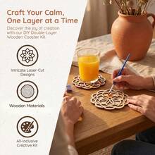 4/8pcs Mandala Wood Serving Mat, DIY Artistic Painting Creation, Heat-Resistant Desktop Protection Decoration, Suitable For Home Kitchen, Coffee Bar, Restaurant Table Decoration - Multicolor - View 3
