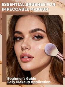 11 Pcs/2 Pcs Pearl Pink Theme Makeup Collection, 7 Pcs Multi‑Purpose Pearl Pink Makeup Brushes, 3 Pcs Soft Makeup Sponges And 1 Pc Visible Carry Bag, Dust‑Proof Storage Design Fits Daily Home Makeup And Outdoor Travel Makeup Demands - Multicolor - View 3