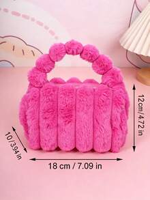 2/1pc Plush Handheld Makeup Bag, Large‑Capacity Cosmetic Storage Pouch, Soft Fuzzy Portable Travel Bag, Simple Casual Daily Carry Handbag For Autumn Winter, Multi‑Purpose Women's Storage Hand Pouch For Outing Travel Use - Multicolor - View 9