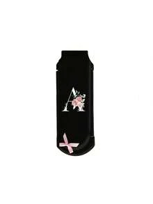 Premium Black Foldable Multi-Functional Mini Makeup Brush Set, With Air Cushion, A-Z Floral Letter Print, Massage Comb With Mirror, Detachable - Multicolor - View 13