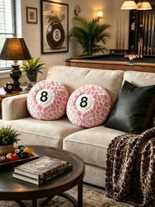 Leopard Print Heart Pillow, Small Leopard Print Heart Cushion, Soft Faux Fur Heart Decorative Pillow, Suitable For Bed, Sofa, Sofa Bed, Living Room, Perfect For Daily Use, Parties, Thanksgiving, Halloween, Christmas, And More - Pink Leopard Print Billiard Ball - View 6