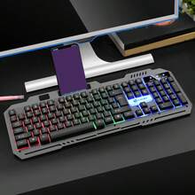 T-WOLF Gaming Keyboard And Mouse Set, Metal Plate Keyboard With Mechanical Feel, 104 Keys, RGB Backlit, 4-Button Wired LED Mouse - View 7