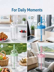 1pc New 540ml Cute Portable Sports Straw Cup - Multiple Colors Available, Also Suitable As Milk Tea Cup Or Coffee Cup, Portable Lid Straw Water Bottle, Perfect For Camping, Outdoor And Home Use, Great Gift For Girlfriend, Family Or Best Friend, Ideal Choice For Christmas, Halloween, Spring Festival Gifts - Multicolor - View 9