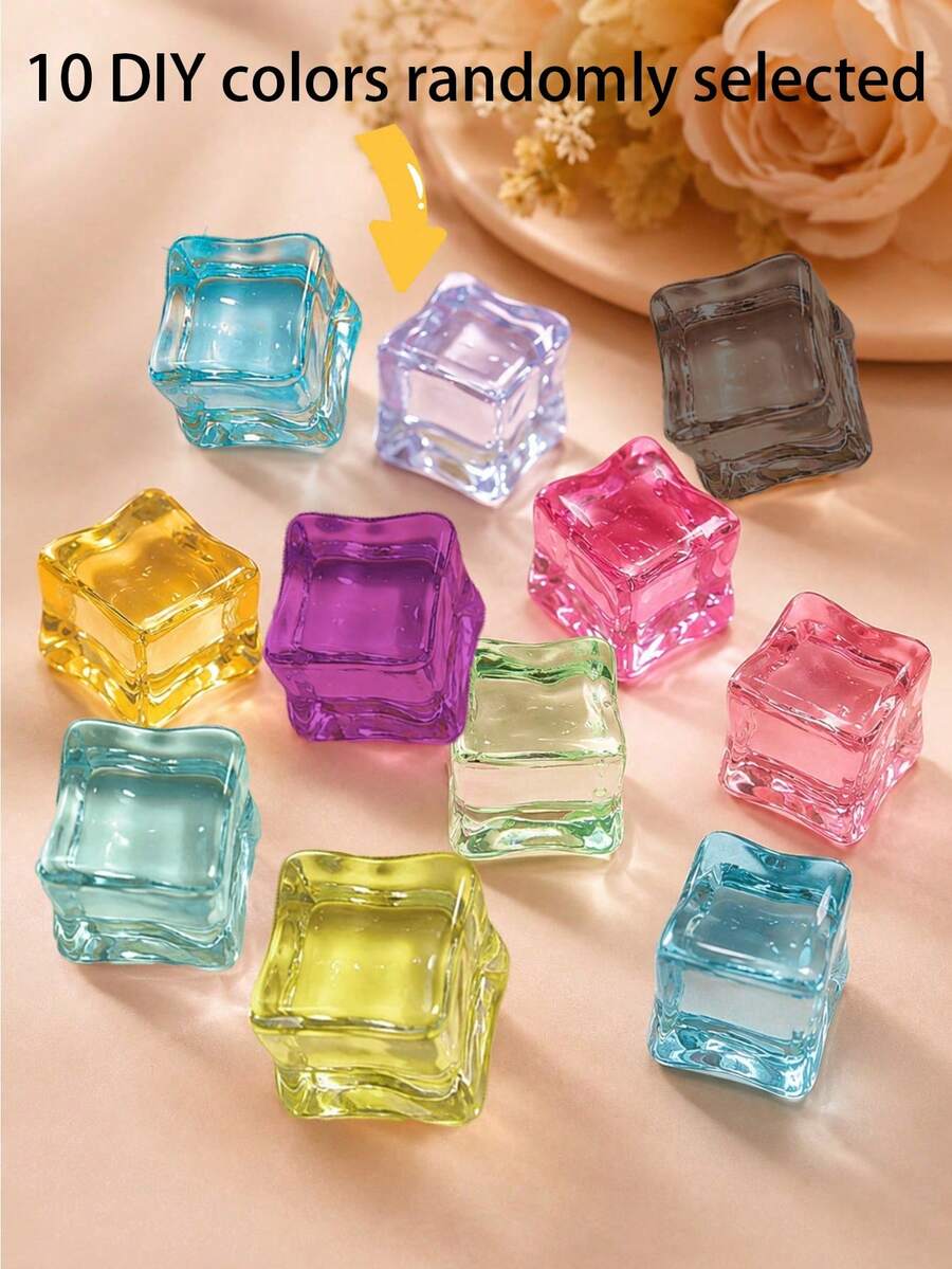 10 DIY Simulated Ice Cubes With Transparent Acrylic Accessories DIY Handmade Milk Glue Phone Case Material Drip Glue Jewelry - DIY Accessories - View 1
