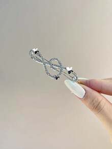 Silver Music Note Rhinestone Hair Clip For Women, New Niche Design Side Bangs Clip, Hair Accessory - Silver - View 5