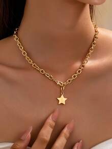 1pc Simple Gold-Color Starfish Ocean Beach Vacation Style Pendant Necklace For Women - A9247-4 - View 9