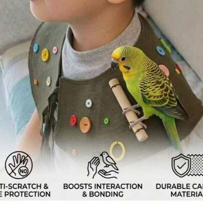1 pieza Correa para hombro de pájaro, Suministros de entrenamiento anti-mordedura de plumas para loros, Accesorio anti-mordedura para interacción humano-pájaro, Fácil de limpiar, Diseño de protección de hombro, Soporte de entrenamiento para pájaros, Accesorio para loro Sun Conure, Almohadilla anti-arañazos para hombro de pájaro, Pájaro portátil, Soporte de transporte para loros pequeños