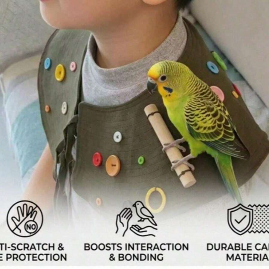 1pc Bird Shoulder Strap Jacket, Parrot Anti-Bite Feather Training Supplies, Human-Bird Interaction Anti-Bite Accessory, Easy To Clean, Shoulder Protection Design, Bird Training Stand, Sun Conure Parrot Accessory, Anti-Scratch Bird Shoulder Pad, Portable Bird , Small Parrot Travel Carrying Stand - A+B - View 1