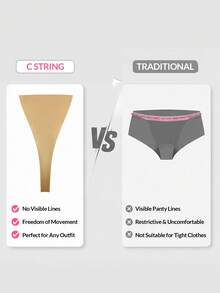 SHAPORA Women Invisible C String Thong, No Trace Seamless Underwear Self-Adhesive Strapless Panties For Tight Dress Bodycon Outfit Summer Party Evening Wear - Multicolor - View 4