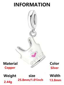 1pc Game & Sports Theme Pendant Bead, Retro Game Console, Boxing, Roller Skating, Fitness Charm, DIY Jewelry Accessory, Compatible With European Snake Chain Bracelet, Game & Fitness Gift - Silver - View 12