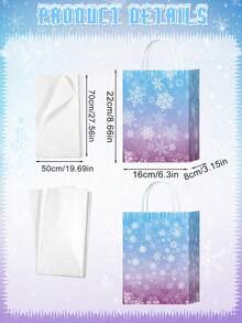 10/5/1pc Winter Snowflake Gift Paper Bag With Tissue Paper, Blue-Purple Gradient Snowflake Pattern With Handle Party Favor Bag, Reusable Holiday Gift Bag, Suitable For Christmas, Birthday, Wedding Party Supplies - Multicolor - View 3