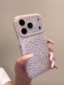 Vintage Style Full Screen Laser Ditsy Floral Pattern Phone Case Compatible With Apple 17 Pro Max 16 15 Girly - Multicolor - View 4