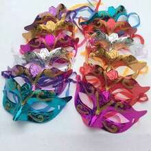 12pcs/6pcs Gold Plated Party Masks Wedding Props Costume Ball Carnival Mask Random Color - Multicolor - View 2