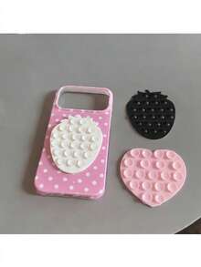 3pcs Combination Suction Cup Strawberry Silicone Suction Cup/Heart Silicone Suction Cup Phone Stand Sticker, Silicone Suction Cup Phone Sticker, Compatible With All Apple Models And Android Tablets, Cute Gift For Girls - Multicolor - View 15