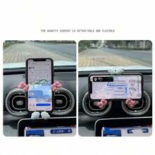 Gravity Car Air Vent Phone Holder, Creative Bow Design, White Plastic Material, Universal Car Interior Accessory, Compatible With Iphone, Android Phones, Birthday Gift, Summer Car Vent Phone Holder, Car Accessory - Multicolor - View 2