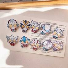 asmodee Cartoon Cute Chibi Ultraman Brooch Pin Badge [10pcs/1pc] Student Universal Lapel Pin Badge Decoration For Bags - Chibi Style Random - View 6