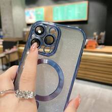 DECOPHONE Luxury Electroplated PC Magnetic Phone Case, Compatible With IPhone 17 Pro Max, 17 Pro, 17 Air, 17, 16, 15, 14, 13, 12 Pro Max And 11, Supports Wireless Charging, Shockproof, Includes Lens Protector - Blue - View 2