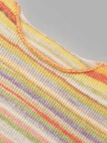 NiceArt Sweater Wanita Motif Garis-Garis Warna-warni dengan Bahu Jatuh, Campuran Wol, Gaya Vintage Elegan, Cocok untuk Pakaian Musim Gugur, Kantor, dan Acara Sosial - MultiWarna - View 5