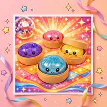 Cute Dumpling Pattern Creative Handmade Kit--5D Diamond Painting DIY Handmade Kit, Mosaic Art, Glitter Diamond Sticker Handmade Craft, Fun Dumpling Shape Design, Adult DIY Art Craft, Suitable For Handmade Enthusiasts To Create Creative Collage And Decoration, Can Be Used For Living Room, Bedroom, Study, Office, Dining Table And Desktop Home Decor, Also Can Be Used As A Fun Handmade Gift, Frame Not Included - Sets - View 2