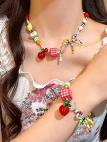 Gelang Manik-Manik Bintang Warna-warni Lucu Dopamine untuk Anak Perempuan, Aksesori Perhiasan Liburan Pantai Musim Panas dan Sehari-hari (Warna dan Posisi Manik-Manik Acak) - MultiWarna - View 7