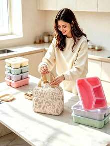 New Printed Tote Lunch Bag, Large Capacity Insulated Lunch Box, Waterproof & Oil-Proof Lunch Storage Bag, Outdoor Picnic Bag, Portable Insulated Travel Bag, Exquisite Gift - Multicolor - View 10