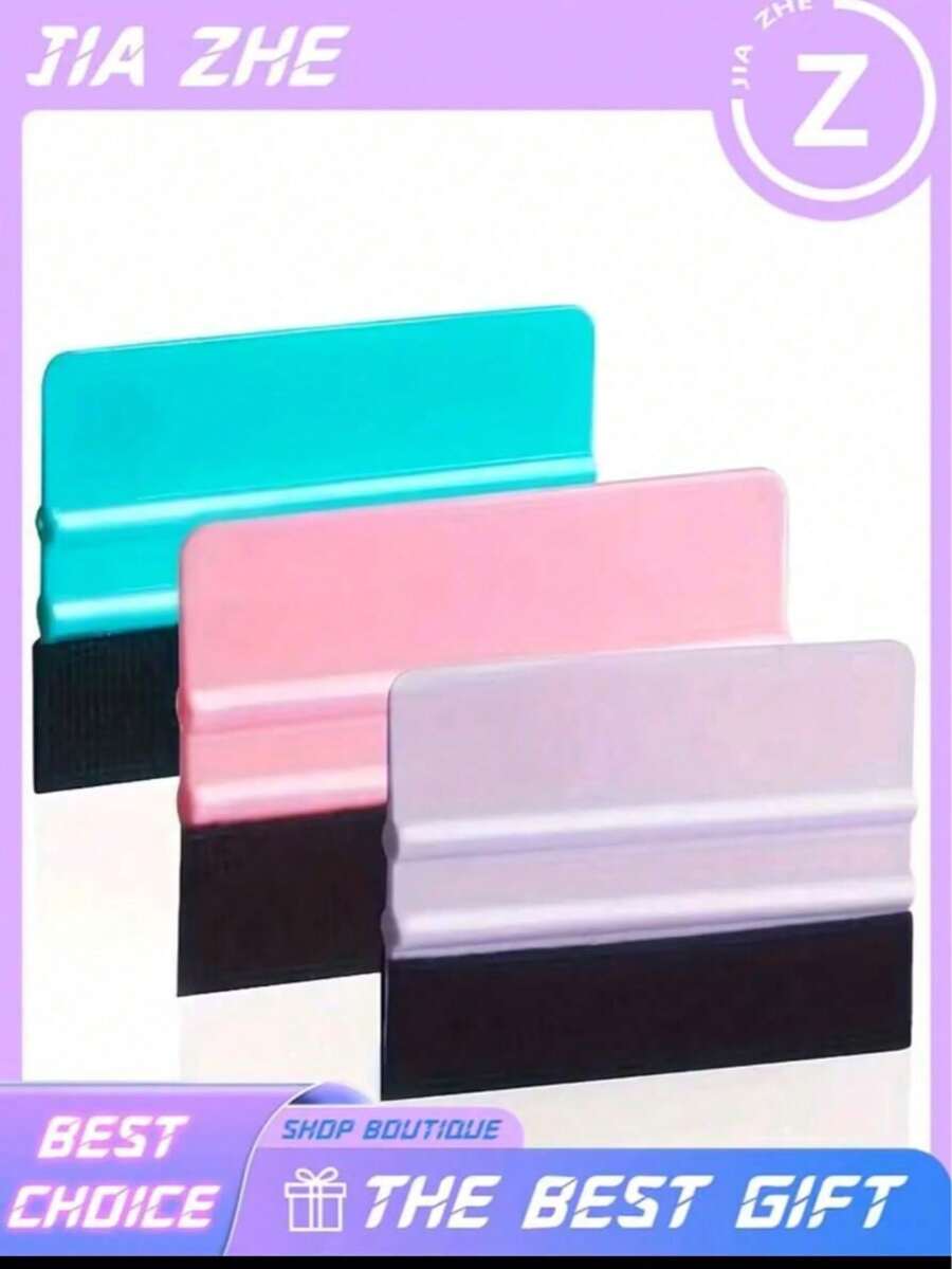 Felt Edge Squeegee Car Window Film Application Tool, 4-Piece Vinyl Film Application Tool Set, Car Window Film Application Kit, Car Straight Edge Squeegee Tool, Suitable For All Vinyl Films, Car Window Film - Multicolor - View 1