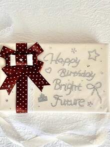 1pc Happy Birthday White Rhinestone English Letter Sticker, Diamond Material Pack For Gift Wrapping, Creative Sticker For Gift Packaging And Gifting - Multi-color - View 3
