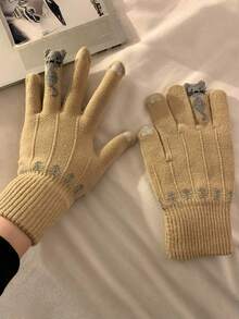 Sarung Tangan Rajut Bordir Unisex untuk Layar Sentuh, Sarung Tangan Tanpa Jari Hangat untuk Musim Gugur/Dingin, Sarung Tangan Tahan Dingin Serbaguna Multi-Warna untuk Aktivitas Luar Ruangan Sehari-hari, Bersepeda, dan Berkomuter - A - View 10