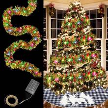 5m/50LED Christmas Tinsel Garland Metallic Shiny Garland With LED Lights Christmas Tree Garland Thick Hanging Suitable For Home Decor - Battery-operated Colorful String Lights - View 2