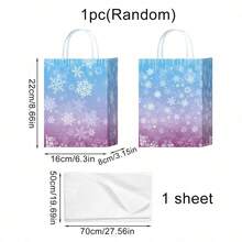 10/5/1pc Winter Snowflake Gift Paper Bag With Tissue Paper, Blue-Purple Gradient Snowflake Pattern With Handle Party Favor Bag, Reusable Holiday Gift Bag, Suitable For Christmas, Birthday, Wedding Party Supplies - Multicolor - View 12