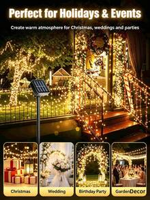 Solar Powered LED String Lights, IP65 Waterproof, 8 Lighting Modes, Auto On/Off, Suitable For Trees, Yard, Patio, Wedding, Christmas, Home Party Decoration Outdoor Hanging Lights - Multicolor - View 5