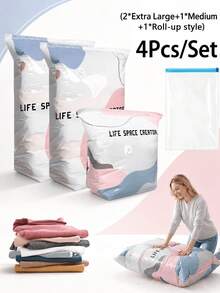 Pump-Free 3D Vacuum Storage Bag, 80% Compression Rate, Extra Large Capacity, 3D Roll-Up Vacuum Sealed Bag, Upgraded Large Capacity Compression Storage Bag, Suitable For Bedding, Clothing, Blankets, Giant Bedding, Travel Storage Cubes - Multicolor - View 16