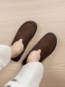 2026 New Niche Colorblock Loafers Retro Slip-On Soft Flat Sole Patchwork Men's Loafers - Brown - View 5