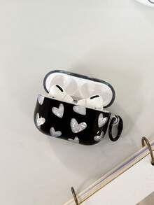 Cute Black White Shell Heart, ForAirpod CaseAirpod 4 CaseAirpod 5 Case IMD Glossy Soft TPU Protective Cover ForAirPods Pro 2 /3 /1/2 With Keychain Ins Earphone Shell - Black - View 4