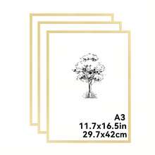 Mosearon 1 cái/2 cái/3 cái/4 cái Khung ảnh phẳng hợp kim nhôm 30x40cm, khung trang trí A3, khung ảnh nghệ thuật trang trí nhà hiện đại A4, khung ảnh trang trí hợp kim nhôm đen thời trang tối giản, khung ảnh đơn giản nhẹ chống mốc chắc chắn không kèm tấm lót - vàng - Xem 13