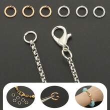 400pcs/600pcs/800pcs/1000pcs KC Golden+White K DIY Connector Rings, Includes Multiple Sizes Jump Rings, Round Single Loop, Suitable For DIY Jewelry Making, Bracelets, Anklets, Beaded Accessories, Pendant Necklace Connectors, Bag Chain Connector Rings, Open Jump Rings, Earring Dangle Open Loops, DIY Handmade Jewelry Accessories Making Materials - Jump Ring - View 4