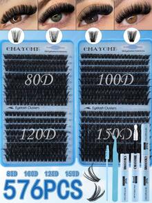 CMAYOME 720/666-Piece D-Shaped Large-Capacity Mascara Set,Including 30D-150D (10-18mm) Specifications. The Set Contains Mascara Glue, Mascara Tweezers And Mascara Brush. Cat-Eye Lashes, Anime Lashes, Long Lashes, Lash Clusters, Suitable For Contact Lens Wear - Multicolor - View 4