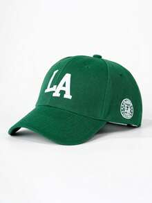 1pc Unisex Letter Embroidered Baseball Cap, Adjustable Sun Protection Casual Hat, Suitable For Spring/Autumn Outdoor Travel, Beach Vacation - Dark Green - View 1