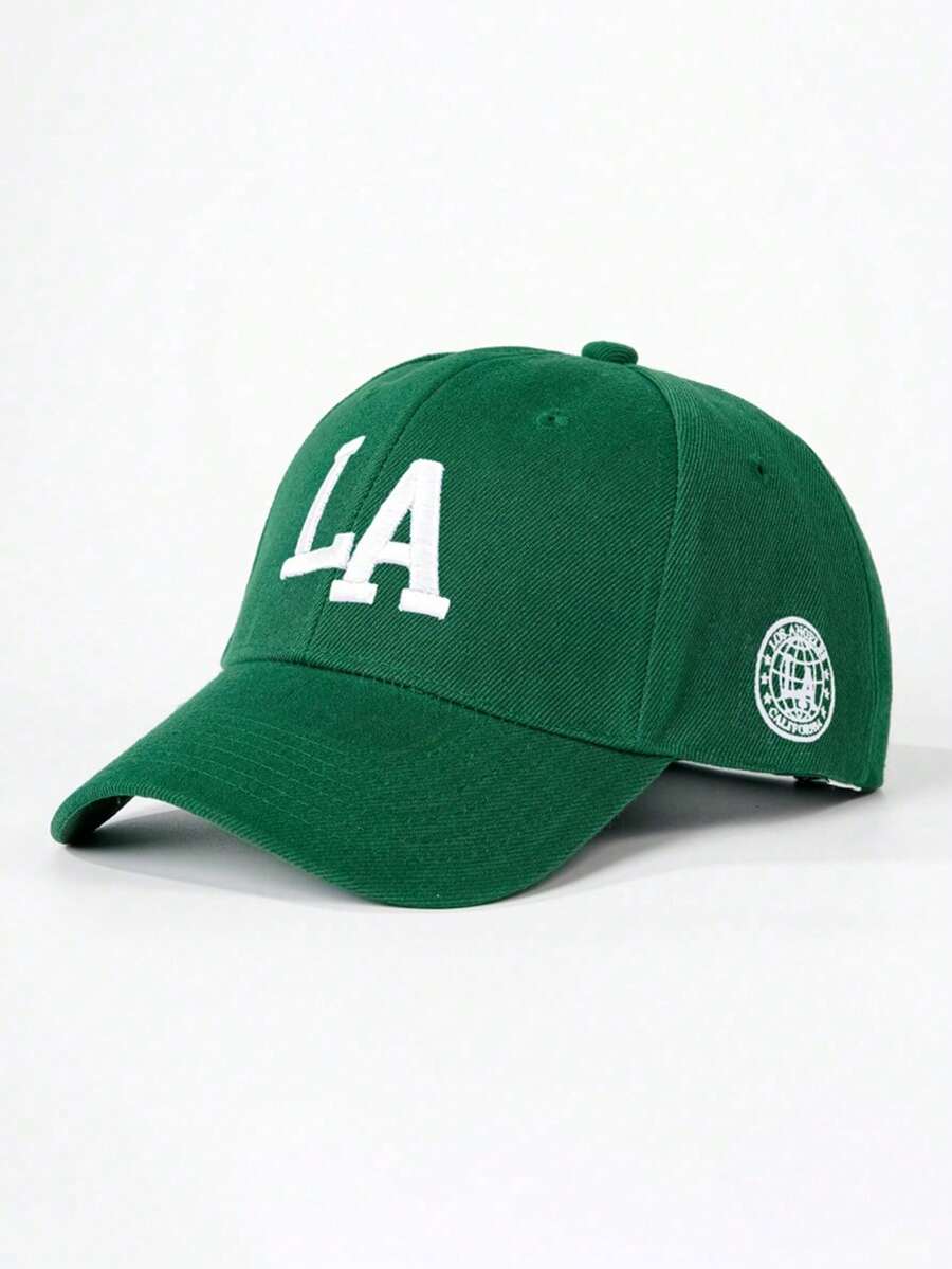 1pc Unisex Letter Embroidered Baseball Cap, Adjustable Sun Protection Casual Hat, Suitable For Spring/Autumn Outdoor Travel, Beach Vacation - Dark Green - View 1