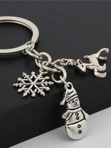 1pc Reindeer Bell Snowman Personalized Classic Christmas Keychain Bag Key Pendant - Multicolor - View 2