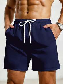 Men Swim Jammers Shorts - Navy Blue - View 1